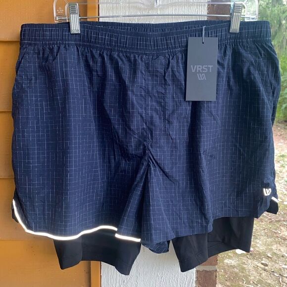 NEW VRST Men's Size Large Blue Athletic Hybrid Run Short Wicking Anti-Odor 4"Ins - Picture 1 of 7